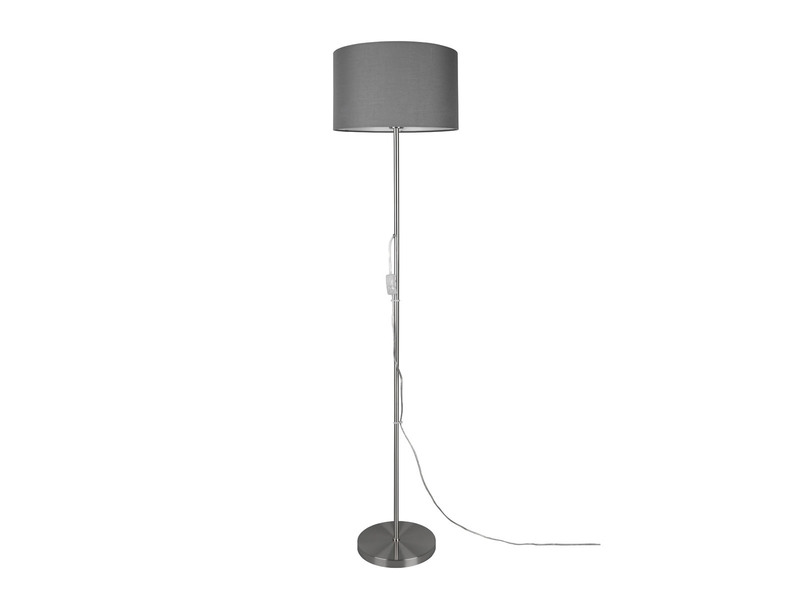 Stehleuchte TARKIN klassisch Silber Stoffschirm Grau - Höhe 160cm