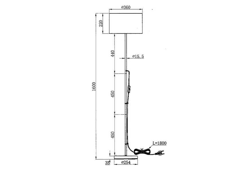 Stehleuchte TARKIN klassisch Silber Stoffschirm Grau - Höhe 160cm