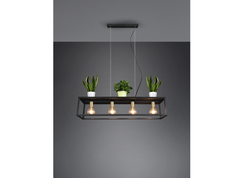 LED Pendelleuchte 4 flammig Metall Schwarz Industrial Style 100cm breit