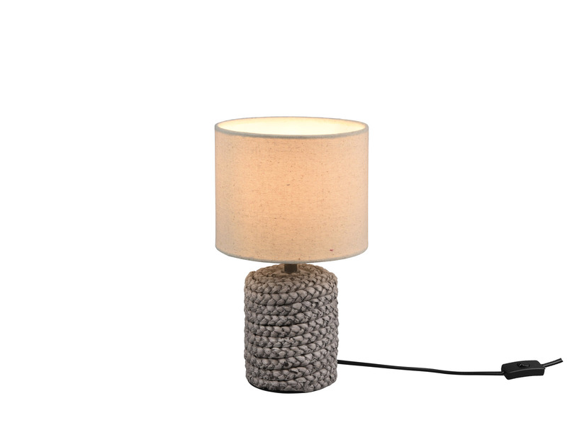 LED Tischleuchte Keramik mit Stoffschirm in Beige Ø15cm Höhe 26cm