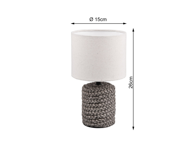 LED Tischleuchte Keramik mit Stoffschirm in Beige Ø15cm Höhe 26cm