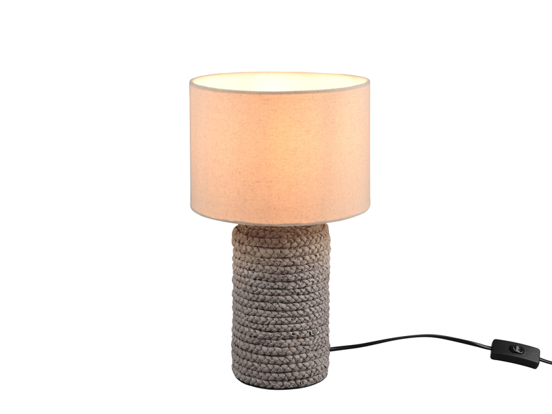 LED Tischleuchte Keramik mit Stoffschirm in Beige Ø22cm Höhe 38cm