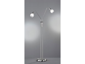 Kleine LED Stehleuchte, 2 Flexarm Leselampen, Silber mit Glasschirm, Höhe 125cm