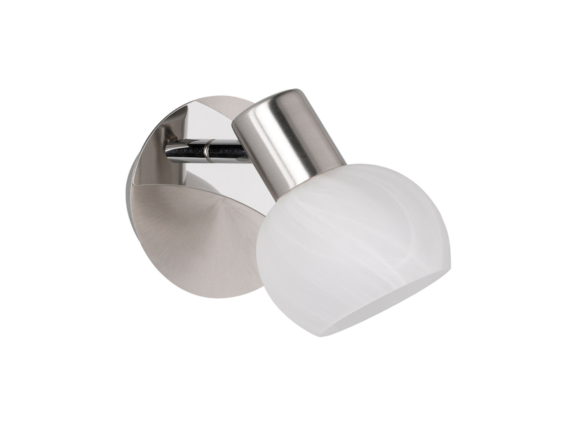 LED Wandstrahler Silber Chrom & Glas Alabaster, Breite 11cm