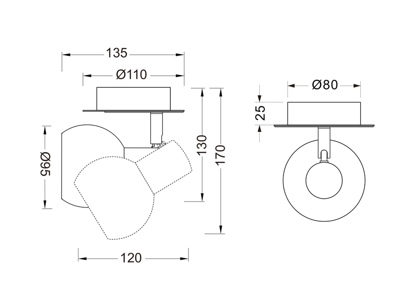 LED Wandstrahler Silber Chrom & Glas Alabaster, Breite 11cm