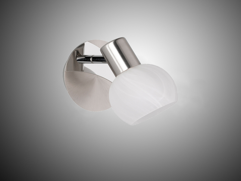 LED Wandstrahler Silber Chrom & Glas Alabaster, Breite 11cm