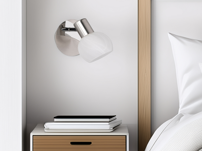 LED Wandstrahler Silber Chrom & Glas Alabaster, Breite 11cm