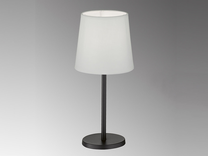 Tischleuchte EVE Schwarz mit Lampenschirm Stoff Weiß, 30cm klein