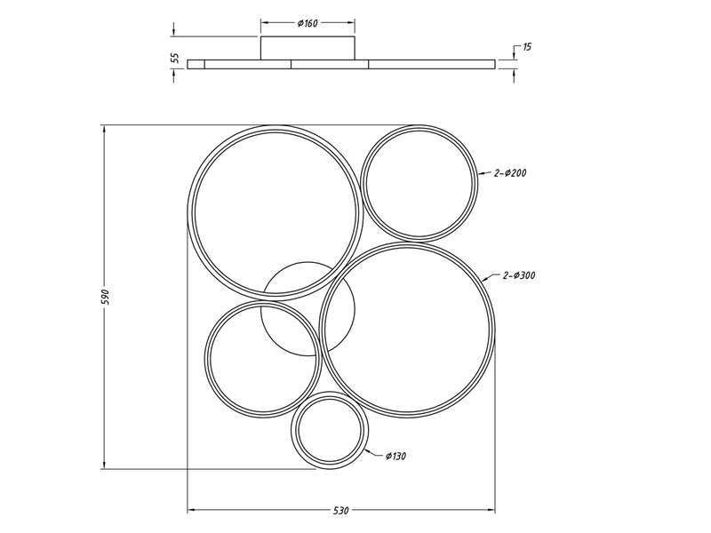 LED Deckenlampe RONDO Ringleuchte flach & dimmbar in Weiß, Breite 59cm