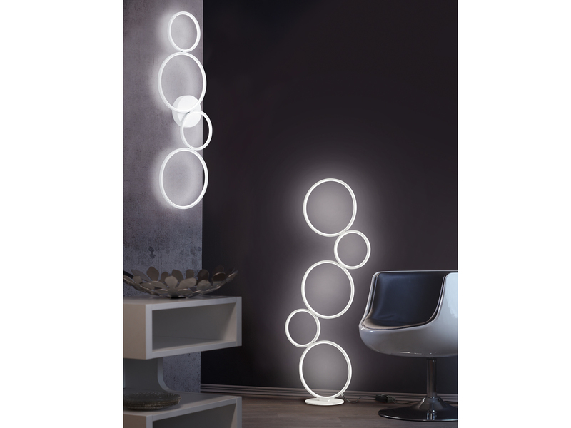 Flache LED Ringleuchte Deckenlampe RONDO dimmbar aus Metall in Weiß matt
