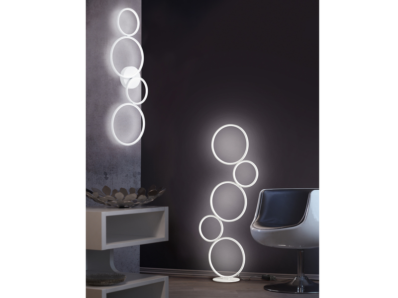 LED Deckenleuchte RONDO 5 Ringe Weiß, 5.600 Lumen hell, dimmbar, Breite 59cm