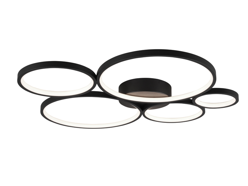 LED Deckenlampe RONDO Ringleuchte flach & dimmbar in Schwarz, Breite 59cm