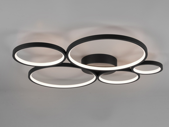 Flache LED Ringleuchte Deckenlampe RONDO dimmbar aus Metall in Schwarz matt