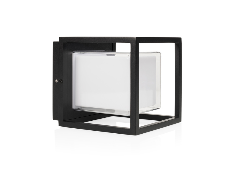 LED Außenwandleuchte CUBIC aus Aluminium in Schwarz, 17x15cm