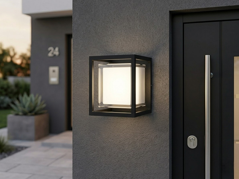 LED Außenwandleuchte CUBIC aus Aluminium in Schwarz, 17x15cm