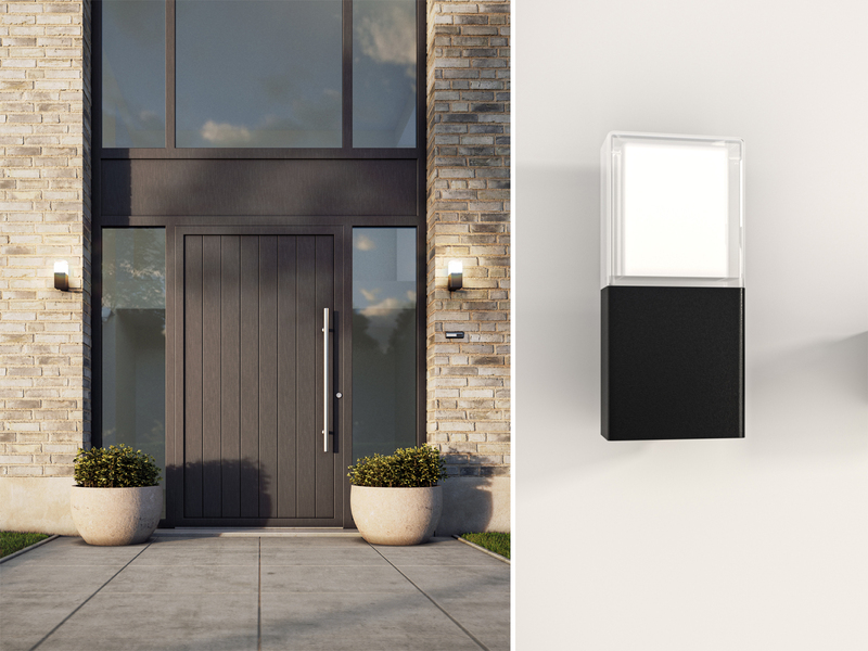 LED Außenwandleuchte aus Aluminium in Schwarz Up Light, Höhe 20cm
