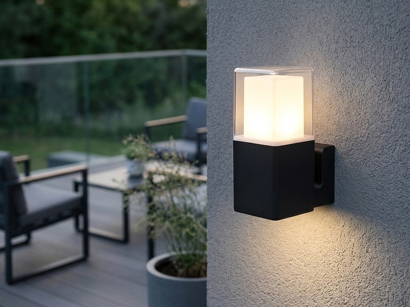 LED Außenwandleuchte aus Aluminium in Schwarz Up Light, Höhe 20cm
