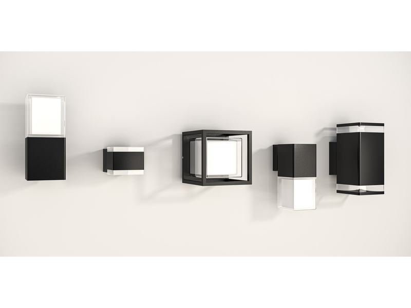 LED Außenwandleuchte aus Aluminium in Schwarz Downlight, Höhe 20cm