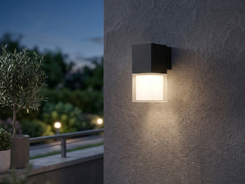 LED Außenwandleuchte aus Aluminium in Schwarz Downlight, Höhe 20cm