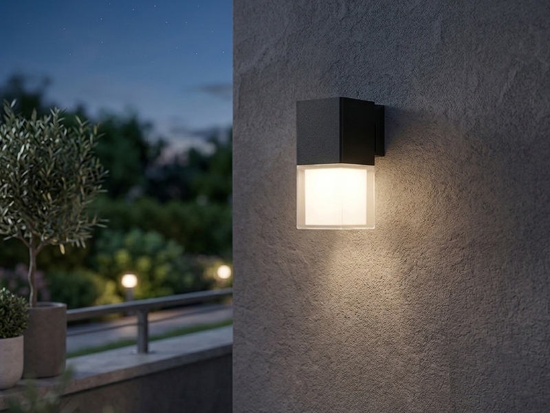 LED Außenwandleuchte aus Aluminium in Schwarz Downlight, Höhe 20cm