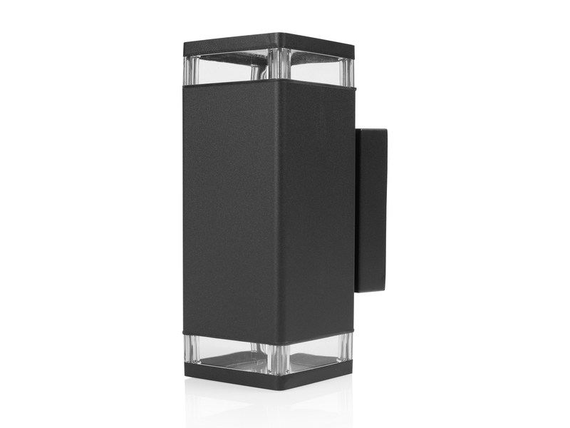 Up and Down Außenwandleuchte aus Aluminium in Schwarz, Höhe 23cm