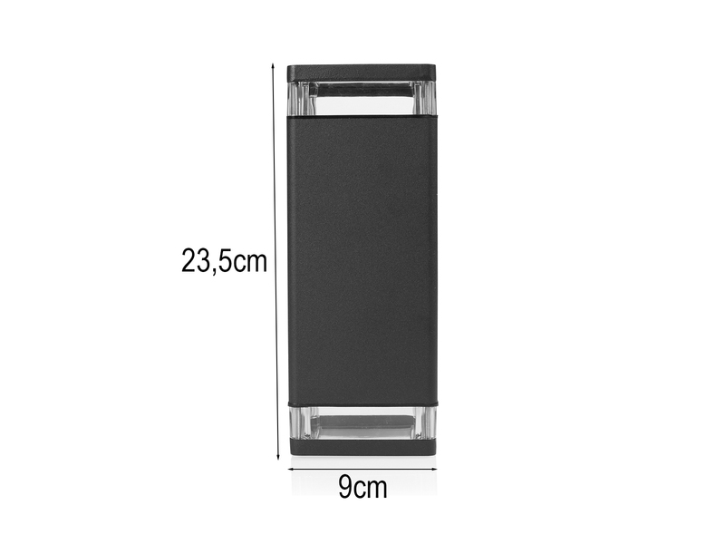 Up and Down Außenwandleuchte aus Aluminium in Schwarz, Höhe 23cm