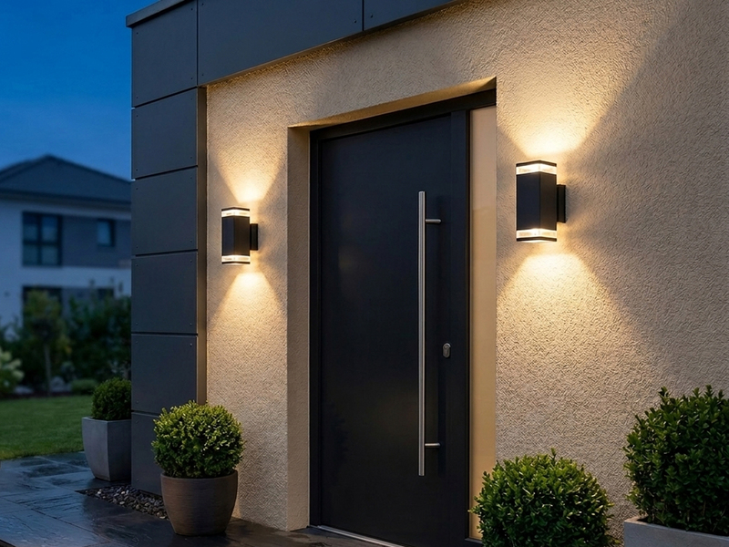 Up and Down Außenwandleuchte aus Aluminium in Schwarz, Höhe 23cm