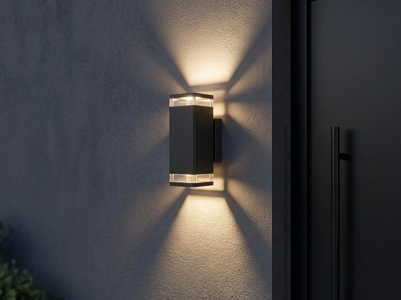 Up and Down Außenwandleuchte aus Aluminium in Schwarz, Höhe 23cm