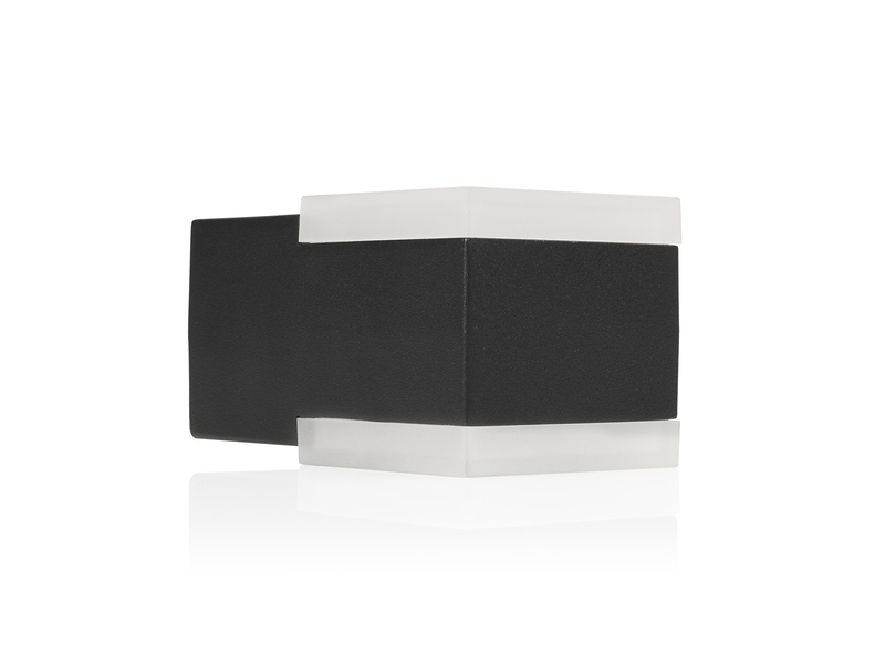Kleine Up and Down LED Außenwandleuchte aus Aluminium in Schwarz, 7,5x7cm