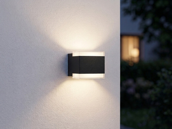 Kleine Up and Down LED Außenwandleuchte aus Aluminium in Schwarz, 7,5x7cm