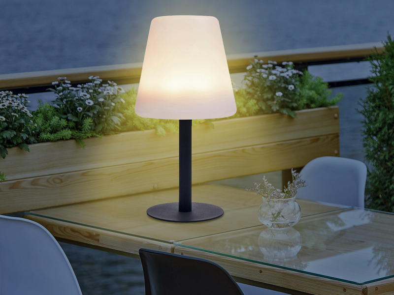 LED Tischleuchte Schwarz Weiß Solar & mit USB Anschluß, Höhe 25cm