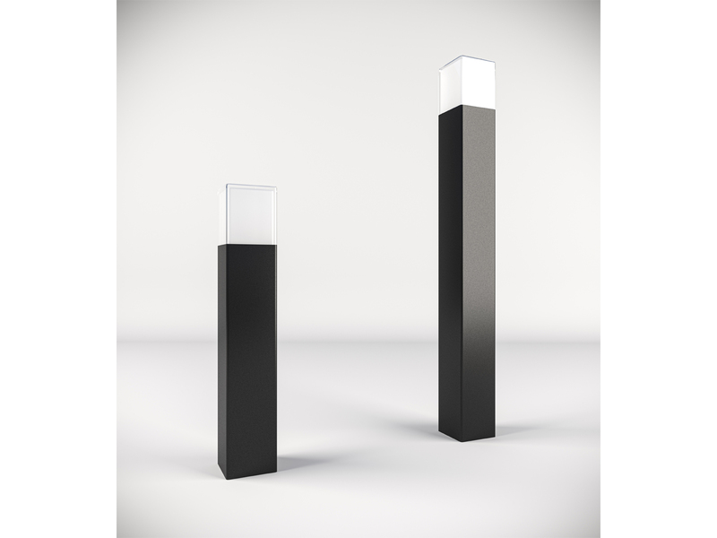 Moderne LED Pollerleuchte aus Aluminium in Schwarz, Höhe 80cm