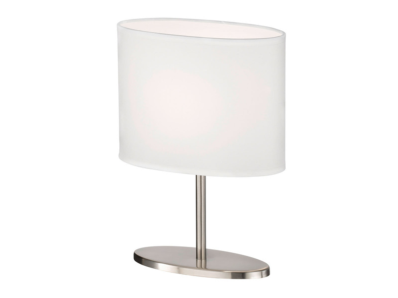 Nachttischleuchte Wohnzimmerlampe Moderne Tischlampe FORO Schirm oval weiß 