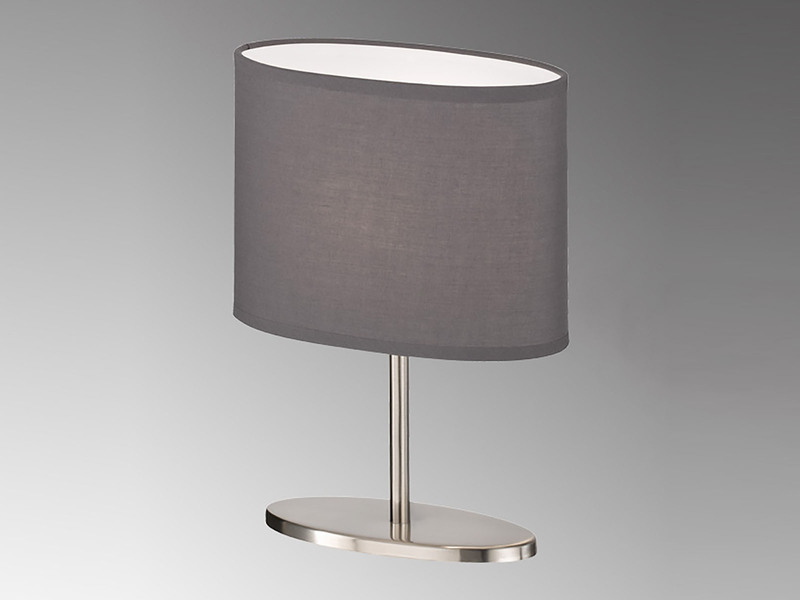 Grau mit Tischleuchte ovalem Kleine LED Stoffschirm