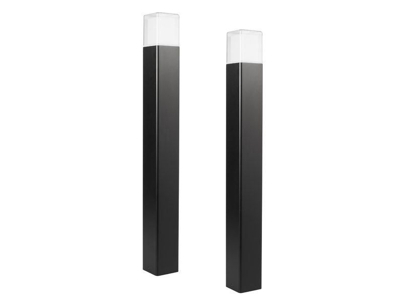 2er Set moderne LED Pollerleuchten aus Aluminium in Schwarz, Höhe 80cm
