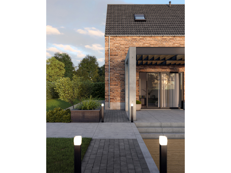 2er Set moderne LED Pollerleuchten aus Aluminium in Schwarz, Höhe 80cm