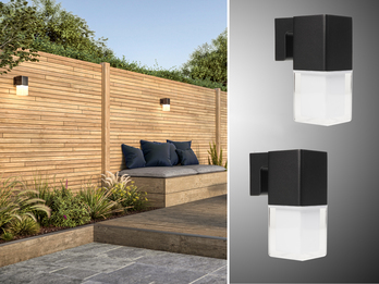 2er Set LED Außenwandleuchten aus Aluminium in Schwarz Downlight, Höhe 20cm