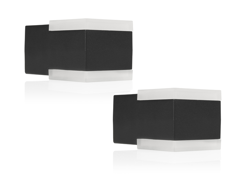 2er Set Kleine Up and Down LED Außenwandleuchten Aluminium Schwarz, 7,5x7cm