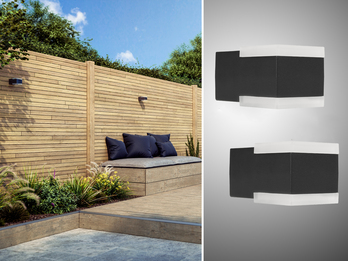 2er Set Kleine Up and Down LED Außenwandleuchten Aluminium Schwarz, 7,5x7cm 2er Set Kleine Up and Down LED Außenwandleuchten Aluminium Schwarz, 7,5x7cm