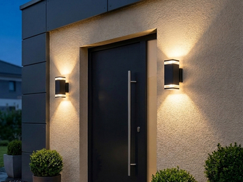 2er Set Up and Down LED Außenwandleuchten Aluminium Schwarz, Höhe 23cm 2er Set Up and Down LED Außenwandleuchten Aluminium Schwarz, Höhe 23cm