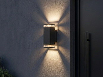 Up and Down LED Außenwandleuchte Aluminium Schwarz, Höhe 23cm