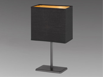 LED Tischlampe mit Stoffschirm eckig Schwarz Gold, Höhe 30cm