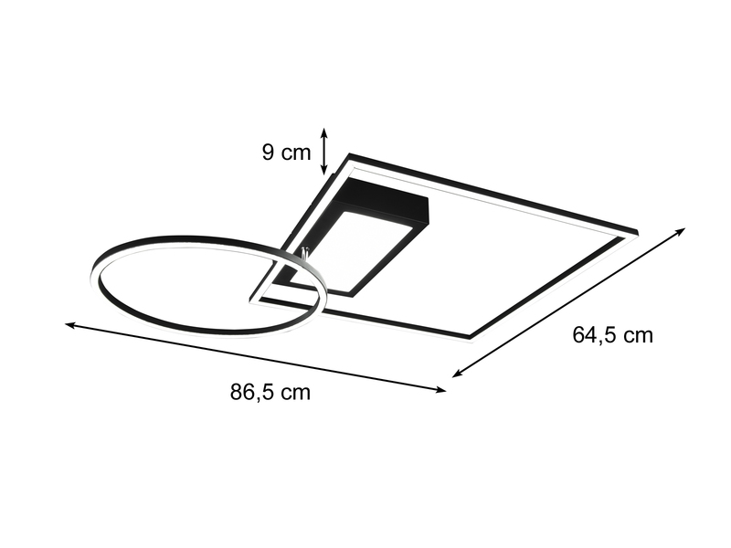 Flache LED Deckenleuchte DOWNEY Schwarz schwenkbar & dimmbar mit Fernbedienung