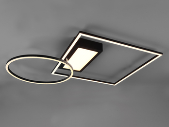 Flache LED Deckenleuchte DOWNEY Schwarz schwenkbar & dimmbar mit Fernbedienung