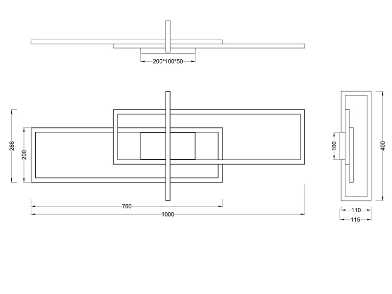 Große LED Deckenleuchte SALINAS mit Switch Dimmer Weiß matt 100cm lang