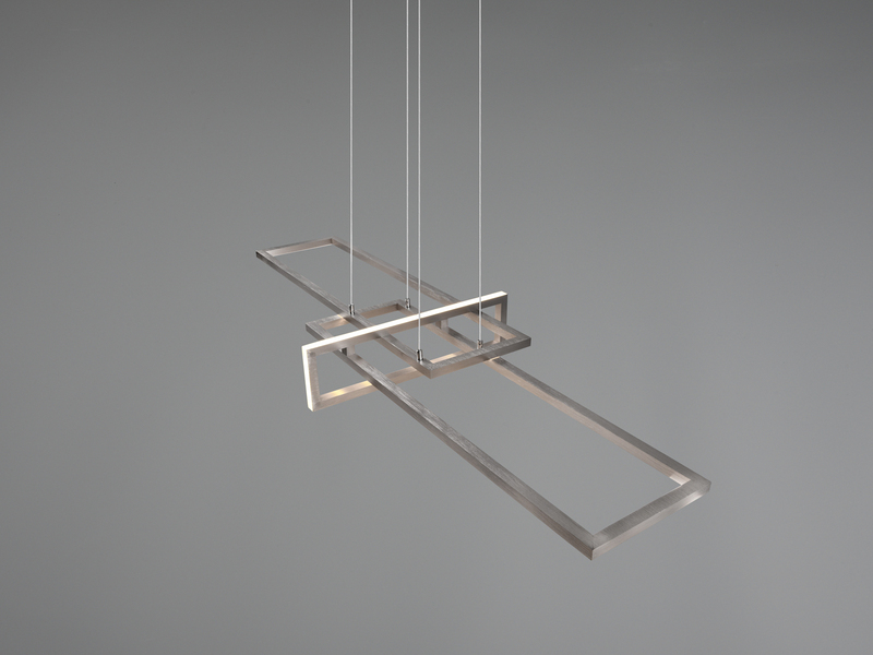 Große LED Pendelleuchte SALINAS lang mit Switch Dimmer Silber, Breite 110cm