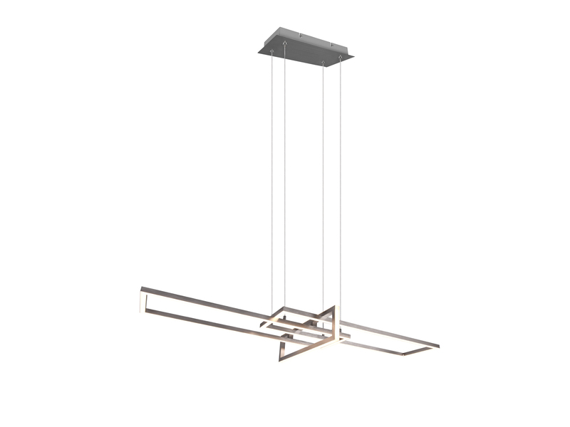 Große LED Pendelleuchte SALINAS lang mit Switch Dimmer Silber, Breite 110cm
