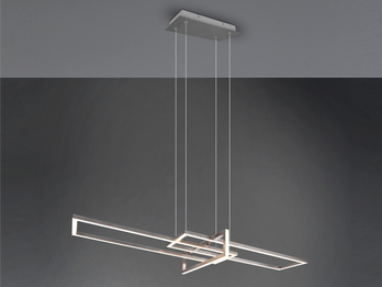 Große LED Pendelleuchte SALINAS lang mit Switch Dimmer Silber, Breite 110cm