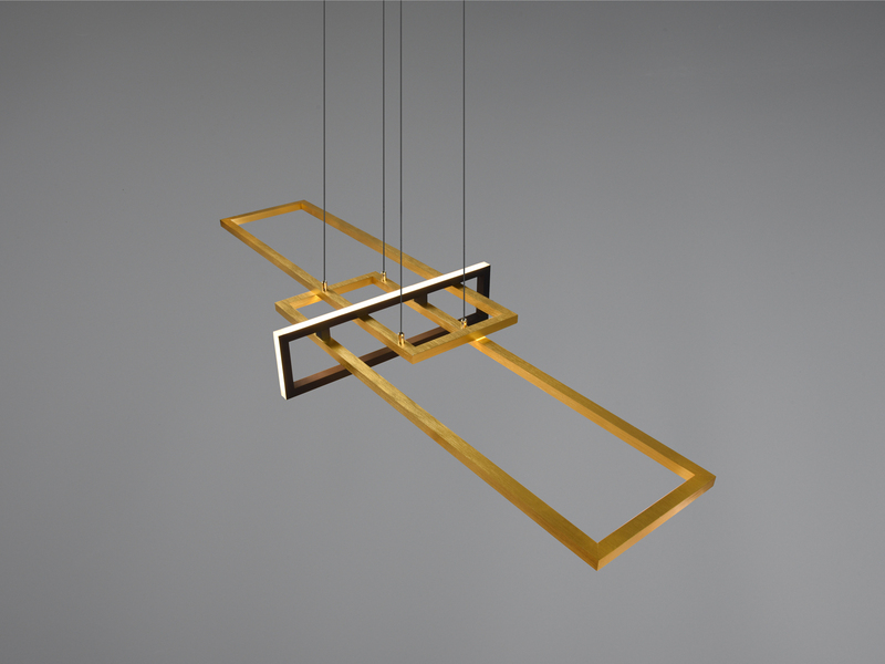 Große LED Pendelleuchte SALINAS lang mit Switch Dimmer Schwarz Gold, B: 110cm