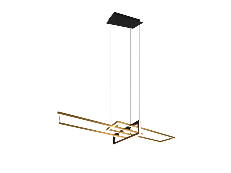 Große LED Pendelleuchte SALINAS lang mit Switch Dimmer Schwarz Gold, B: 110cm